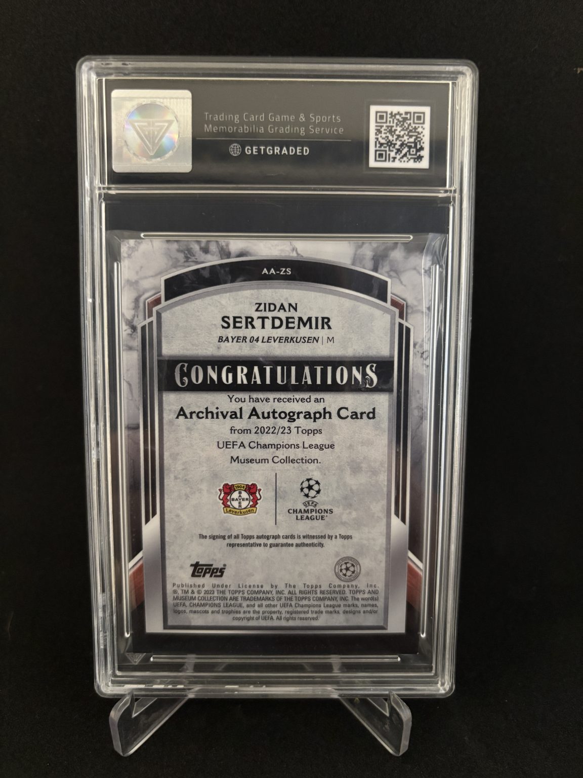 Jade Empire: Zidan Sertdemir 2022/23 Topps Museum Collection Archival Autograph (Graded) - Image 3