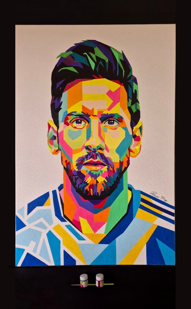 Lionel Messi : “The Pulse of Rosario” Hand-Painted Acrylic Artwork 1 of 1